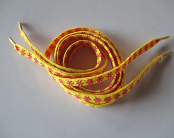 Yellow shoelace with blush polyester 1.10 m.