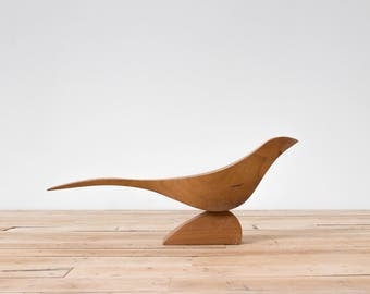 Danish Modern Bird Sculpture, Hand-Carved Wood