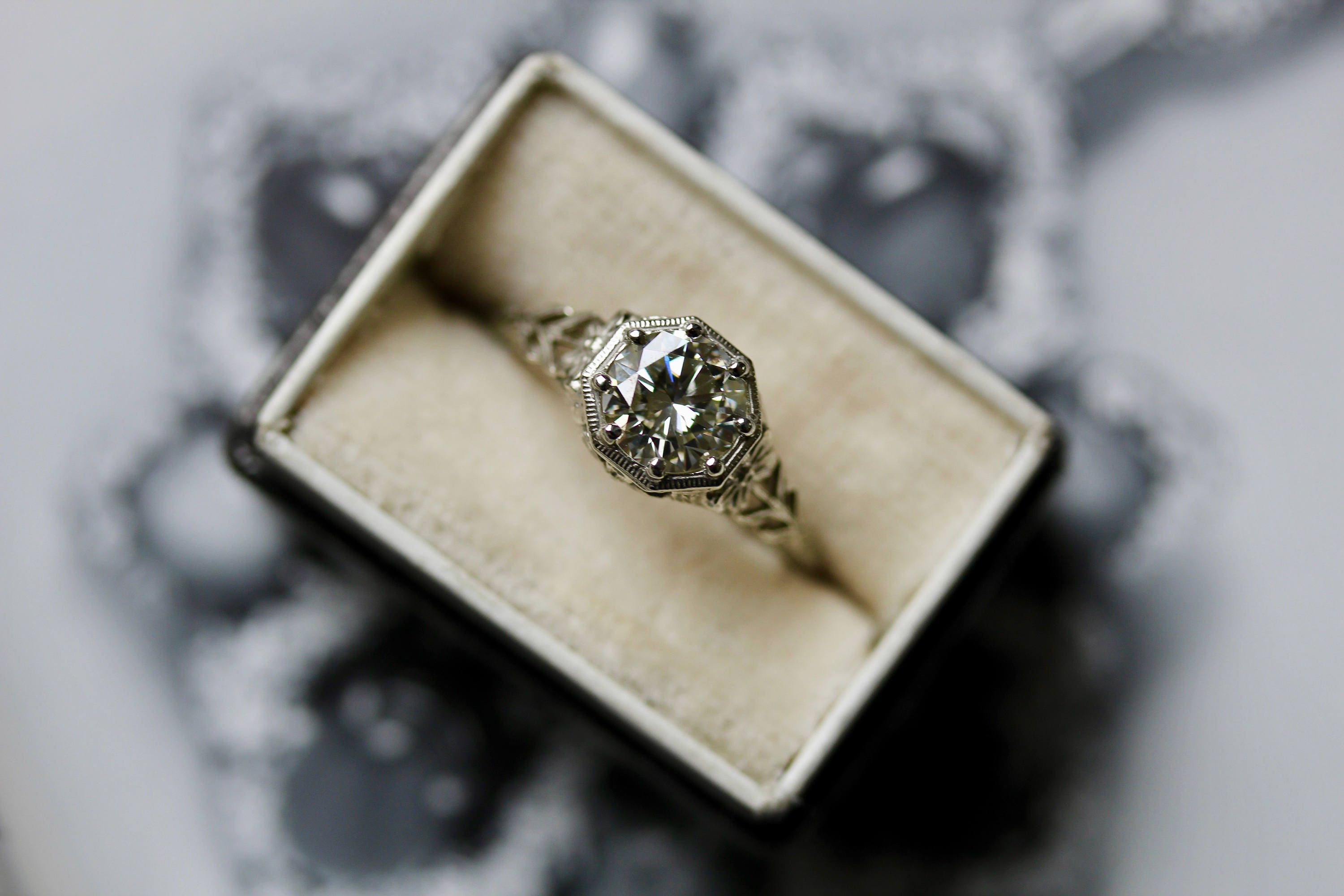 The Romantic Greenleaf Diamond Engagement Ring Vintage
