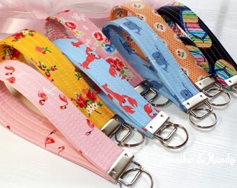 Fabric Keychain, Key Fob Wristlet, Key Fob Keychain, Key Wrist Strap, Women's Accessory, Gift Under 10, Gift for Her, Key Lanyard, Wristlet