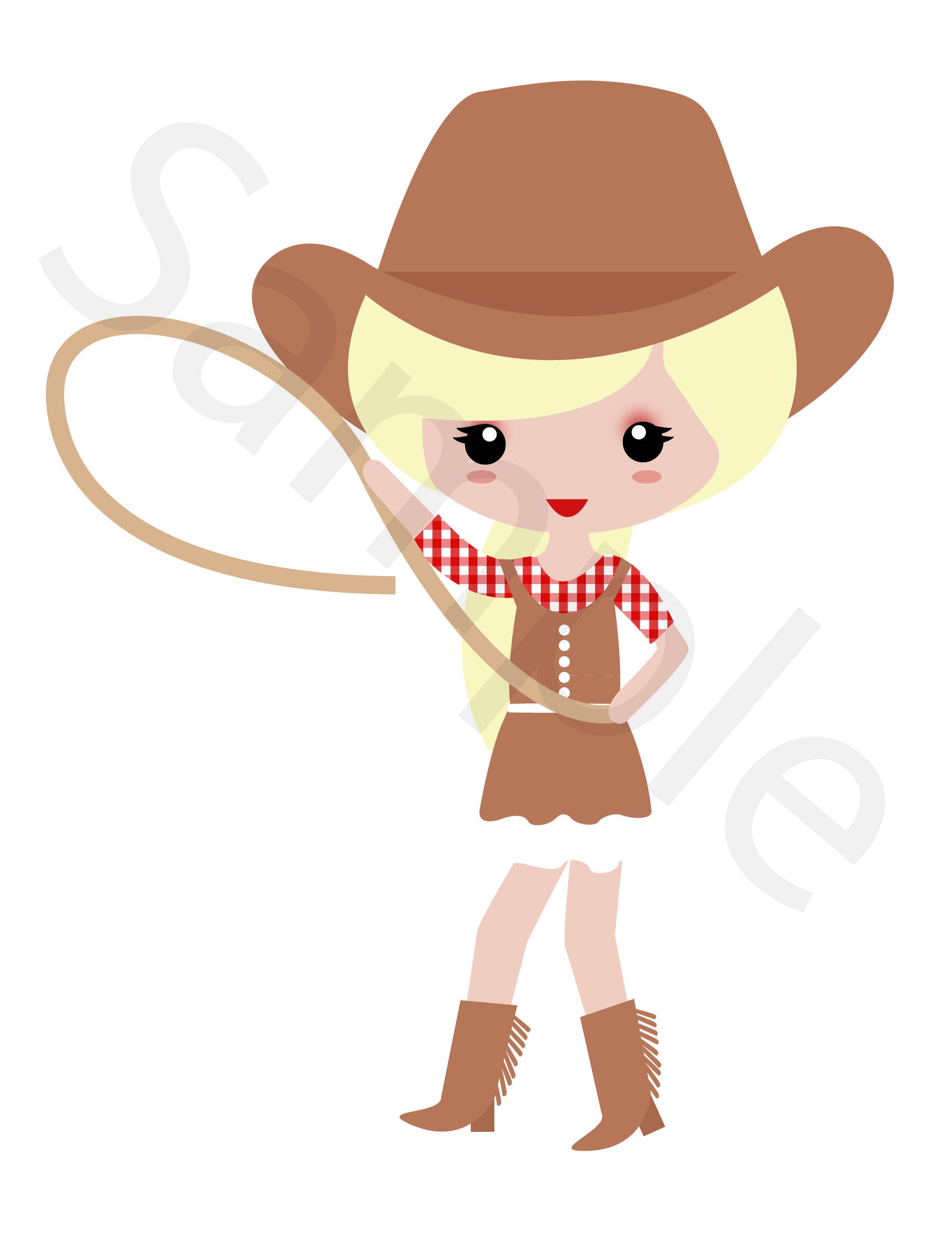 Western Cowgirl Clipart Set in a PNG (300ppi) format. Personal & Small ...