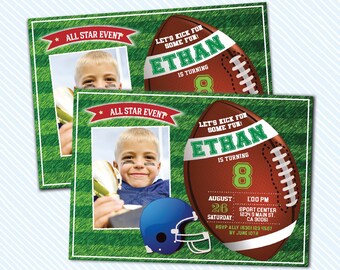 Digital Printable American Football Birthday Invitation. sports birthday