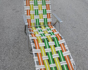 Free Shipping Anywhere!!! Vintage Mid Century Aluminum Chaise Lounge Lawn Chair