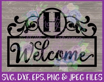 Welcome SVG Flourish SVG Welcome Monogram SVG Initials Svg Welcome Flourish Svg Monogram Svg Last Name Svg Eps Png Dxf Jpg Digital Download
