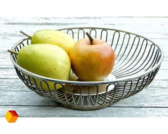 Alfra Alessi stainless steel wire basket fruit basket made of polished stainless steel 18/10 Italy vintage second hand vegetable basket sixties seventies