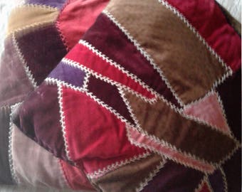 Vintage CRAZY QUILT throw PILLOWS- pair