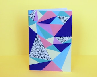 Notebook with geometric patterns, Memphis patterns, "Babel" 11,5 x 17 cm, 60 sheets, handmade in France
