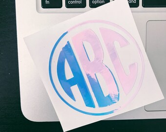Holographic Monogram Decal - Monogram Sticker - Laptop Sticker - sticker - Initial decal - Name decal - Custom name decal - name sticker