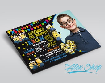 Minion Birthday, Minion Birthday invitation, Minion, TMNT Minion invitation, Minion party
