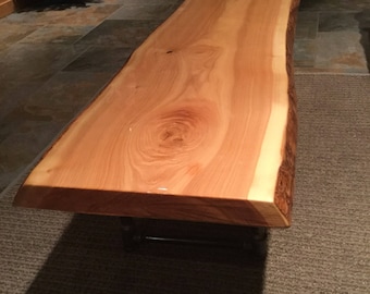 Live Edge Ash Coffee Table optional Cedar Shelf