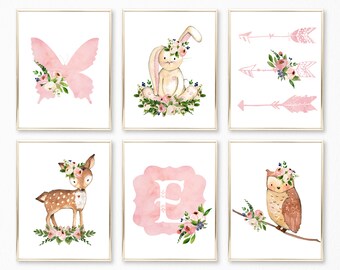 Nursery Wall Art. Nursery Decor. Nursery Prints. Floral Nursery Decor. Baby Girl Wall Art. Print Collection. Pink Nursery Art. Butterfly.
