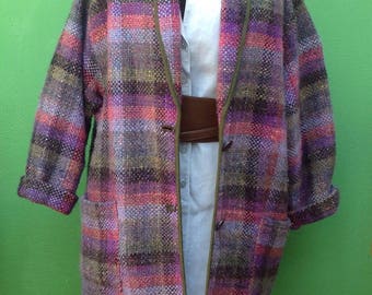 vintage 90s. Pure wool jacket. Wool Blazer. Handmade Vintage Jacket. Wooled coat.