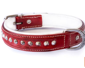 Victory Red Leather Dog Collar