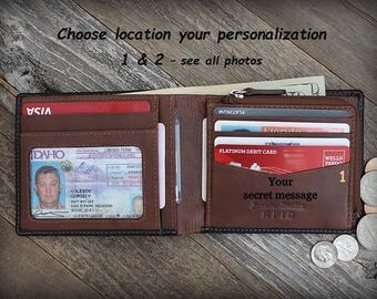 Men's Wallet with Coin Pocket - Leather Wallet with Coin Pouch - Mens Coin Purse - Leather Coin Wallet - RFID Wallet - Black/Toffee - 7723