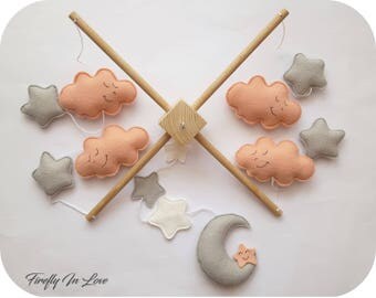 Baby Mobile - Baby Crib Mobile - Nursery Mobile Clouds – Stars and Clouds Mobile – Moon Baby Mobile – Hanging mobile – Moon Cot Mobile
