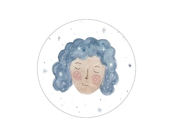 blue space girl sticker