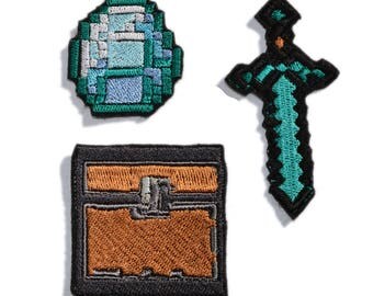 3 Pcs Minecraft patches iron on, Embroidered patches iron on, Clothing patches, Kids patches, Sew on patches