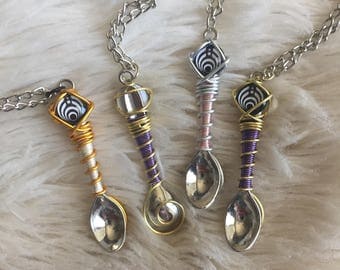 Custom Color Wire Wrap Novelty Bassnectar Mini Spoon Necklace