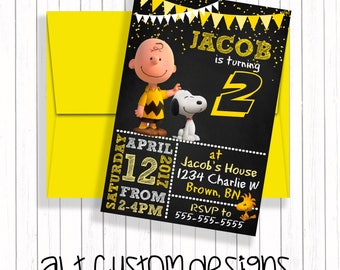 Charlie brown invitation- charlie brown birthday - printable - charlie brown birthday invitation