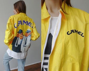 Camel Jacket 90s NEW IN PACKAGE Vintage Tyvek Cigarette Coat Windbreaker Grunge Camel Jacket 90s NEW IN PACKAGE Vintage Tyvek Cigarette Coat Windbreaker Grunge