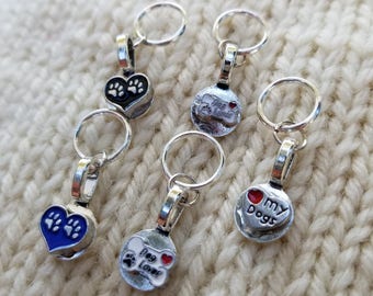 Set of 5 dog lover Snagless Knitting Stitch Markers