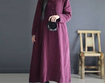 Meerak Women Embroidered Linen Rust Ember - Winter Collection