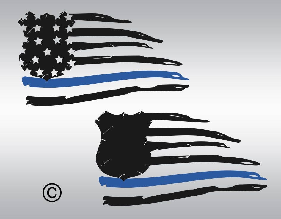 Download Police Badge thin blue line SVG Clipart Cut Files Silhouette