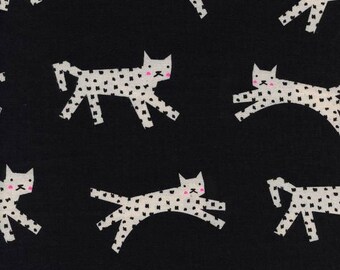 Snow Leopard Fabric, Cotton Steel Fabric, Black & White, RJR Fabric, Unbleached Cotton, Animal Fabric, By the Yard, White Cat Fabric, Kitty