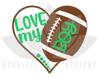 Football Heart SVG cut file, Love my Boy Football Mom for silhouette cameo and cricut