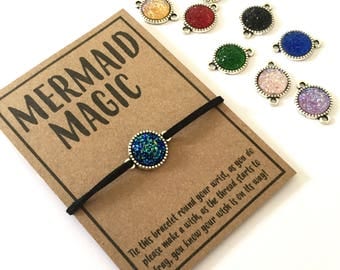 Mermaid magic druzy wish friendship charm bracelet various colour