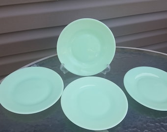 4 Vintage Jadite Restaurantware Salad Plates 8 1/8"