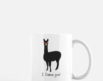 Personalized Llama Mug, Llama Coffee Mug, Llama Mug, Alpaca Mugs, Llama with Glasses Mug, Alpaca Coffee Cup, Llama Gift, I Llama You Mug