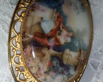 Victorian Revival Cameo vintage brooch