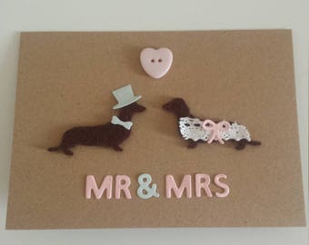 dachshund wedding card // wedding card // newlyweds card // dachshund card // sausage dog card // just married card // dachshund couple