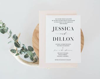 Calligraphy Wedding Invitation Template, Printable Wedding Invitation, Printable Template, Calligraphy Invitation, Custom Invitation Suite