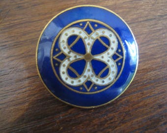 antique enamel button 23 mm Blue