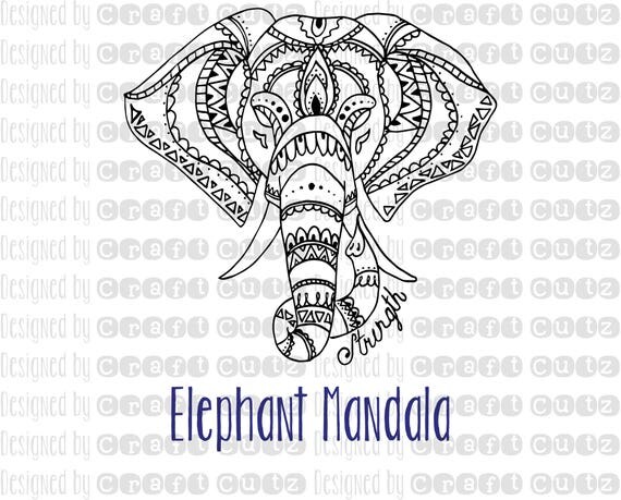 Download Elephant Mandala svg Digital Download Strength Design