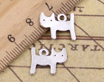50 PCS 14*12 MM Cat Charms Antique Silver Charm Pendants ,Set Of 50 PCS Y11038