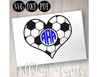 Soccer Ball Svg custom, Soccer ball heart, Soccer, Soccer Monogram svg, soccer ball, soccer circle mongram, silhouette, soccer silhouette