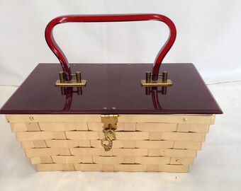 Dorset Rex Woven Metal and Lucite Box Purse