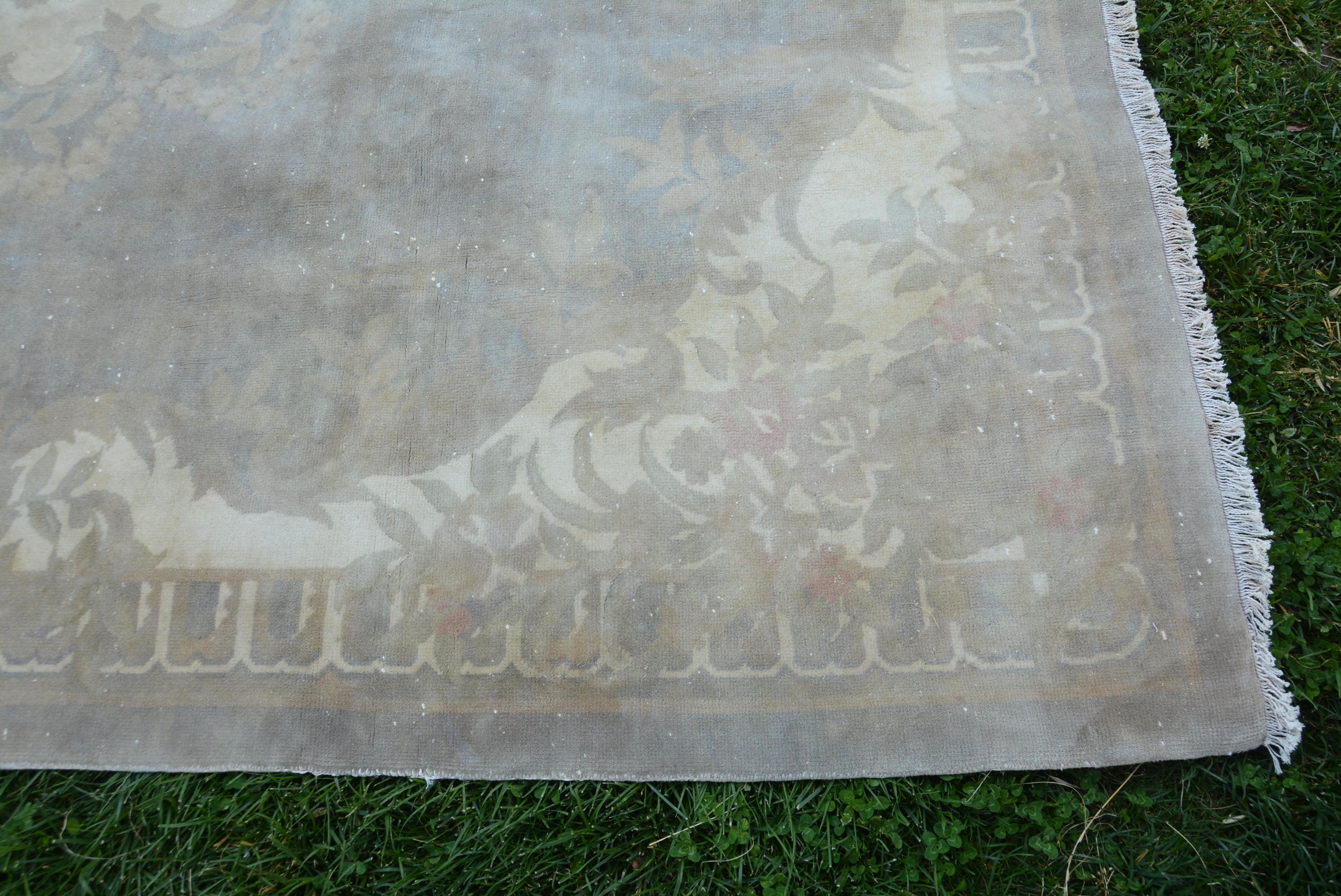 7 6 X 9 Faded Blue Oushak Rug Large Turkish Rugs Wool Area 7 6 X 9 Faded Blue Oushak Rug Large Turkish Rugs Wool Area