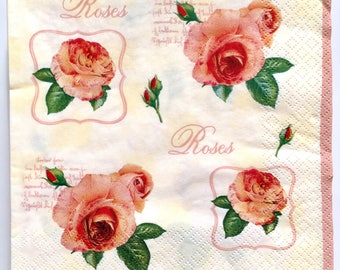 Paper napkins for decoupage, roses decoupage napkins