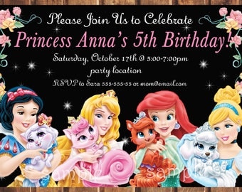 Disney Princess birthday invitation,Disney Princess invitation, Palace Pets Birthday Invitation -digital z