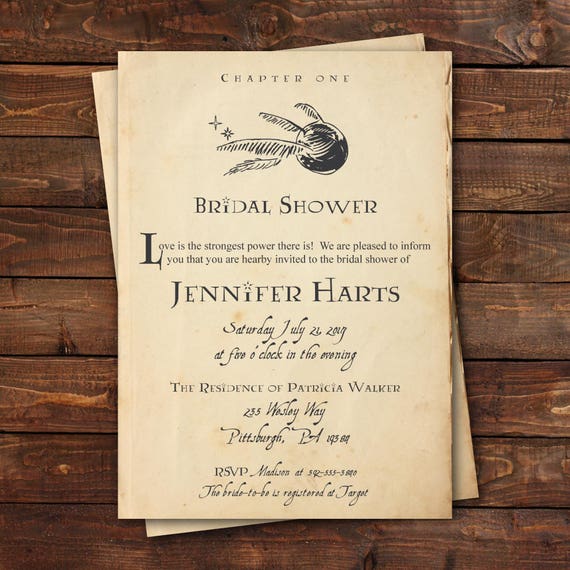 Harry Potter Bridal Shower Invitations 2