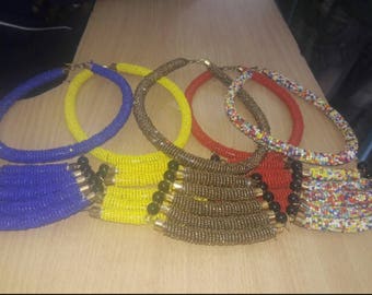 African Masai beaded necklace with a pendant,Masai handmade necklaces,