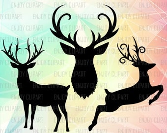 Deer Head Svg, Deer Head Decal, Deer Svg, Deer Silhouette, Deer Clipart, Deer Cut Files, Deer Antler Svg, Cameo Silhouette, Cricut Svg, Png