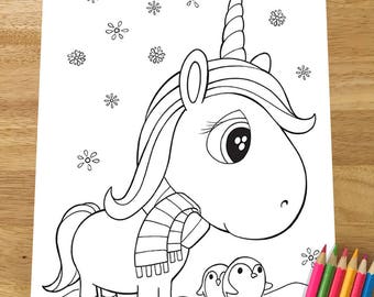  Unicorn  colouring  Etsy