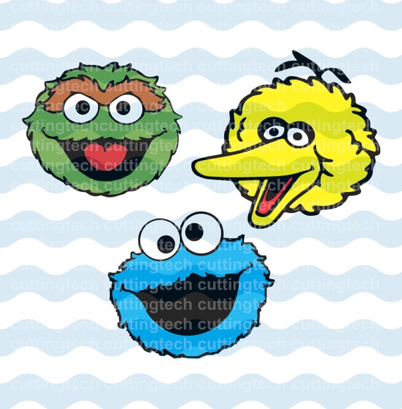 Sesame street characters Big Bird Oscar Cookie Monster svg digital ...