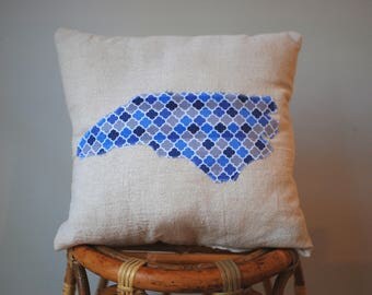 North Carolina state outline canvas accent pillow