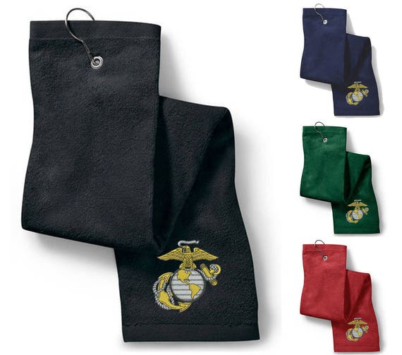 Embroidered USMC Marine Corps Anchor Globe Eagle Golf Towel